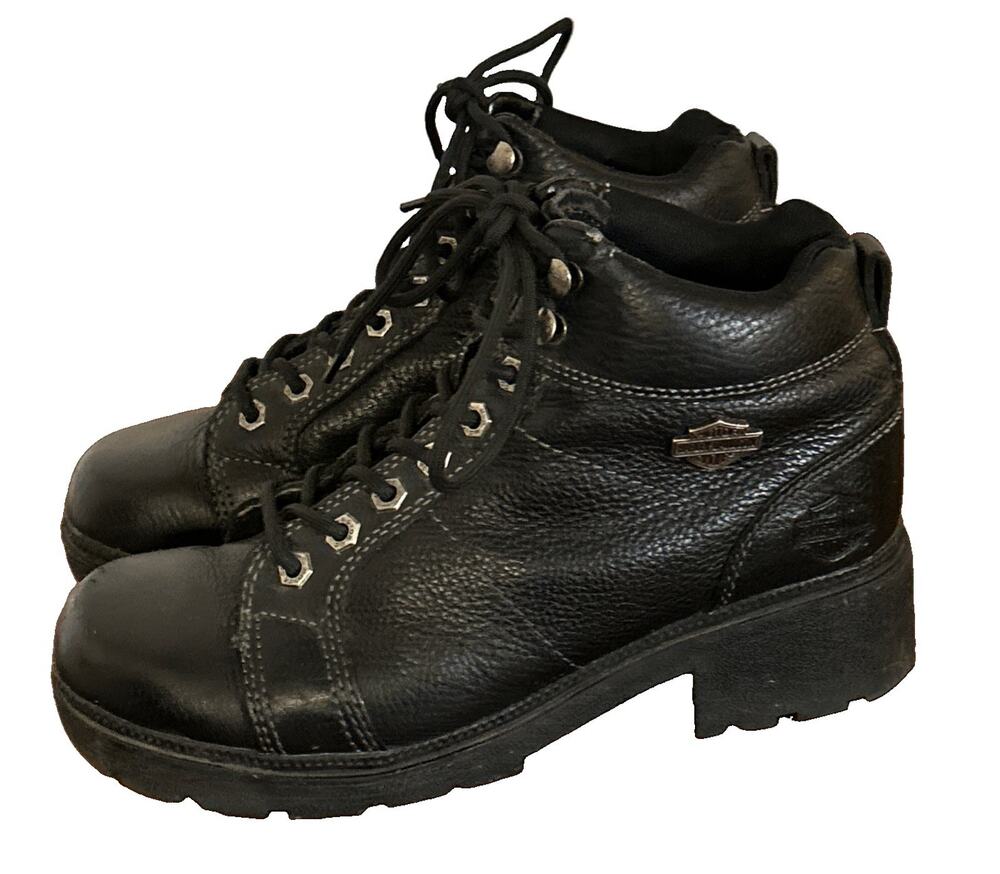 Harley Davidson Women's Tyler Lace Up Chukka Boots Black Leather Sz 9 D84280 EUC